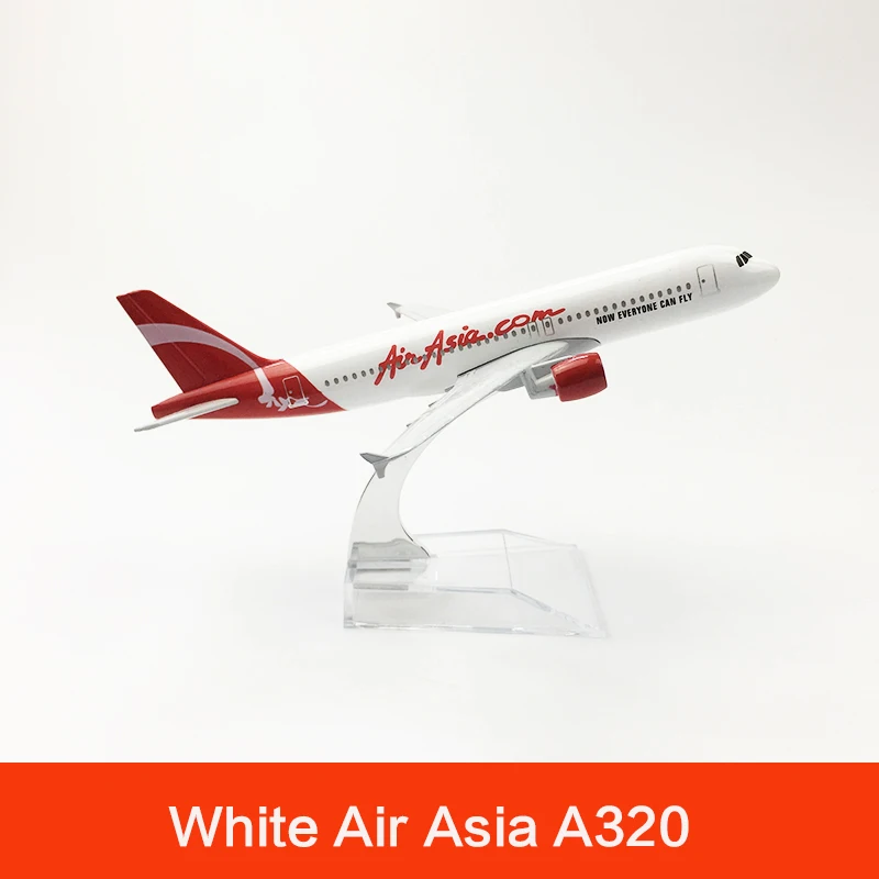 Модель самолета A320 Air Asia Airlines 16 см модель азиатского белого металлическая литая