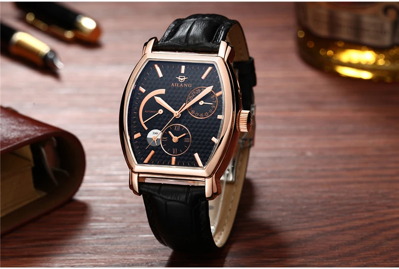 AILANG время, винтажные часы reloj, Брендовые Часы для ныряльщика, швейцарское снаряжение, дизельные спортивные роскошные мужские часы с кожаным ремешком, автоматические спортивные черные часы