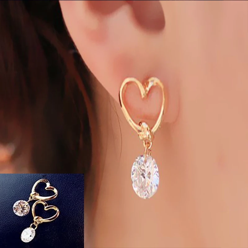 Прекрасный Золотой кулон серьги Лидер продаж полые сердце любовь Изысканные