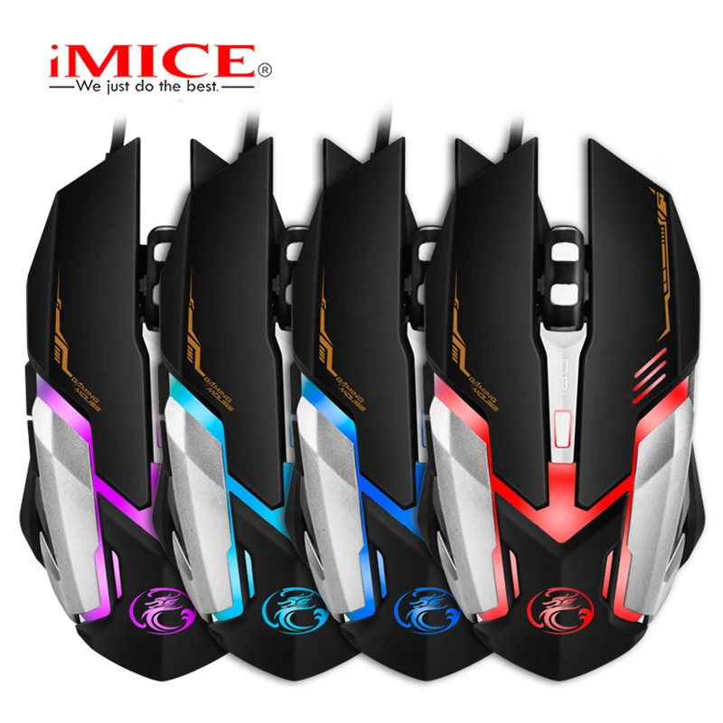 IMICE Проводная игровая мышь USB оптическая 6 кнопок V6 2400 точек/дюйм компьютерная ПК