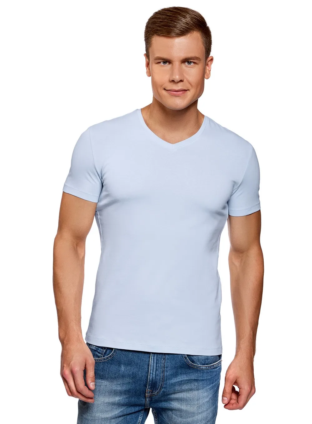 oodji Футболка базовая с V образным вырезом 5B612002M 46737N|t-shirt for men|men t-shirtt-shirt men |