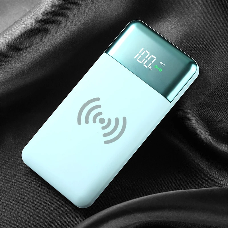 Wireless Charging Colorful 20000MAH Power Bank QI Standard Digital Display Treasure Portable Powerbank For iPhone X | Мобильные