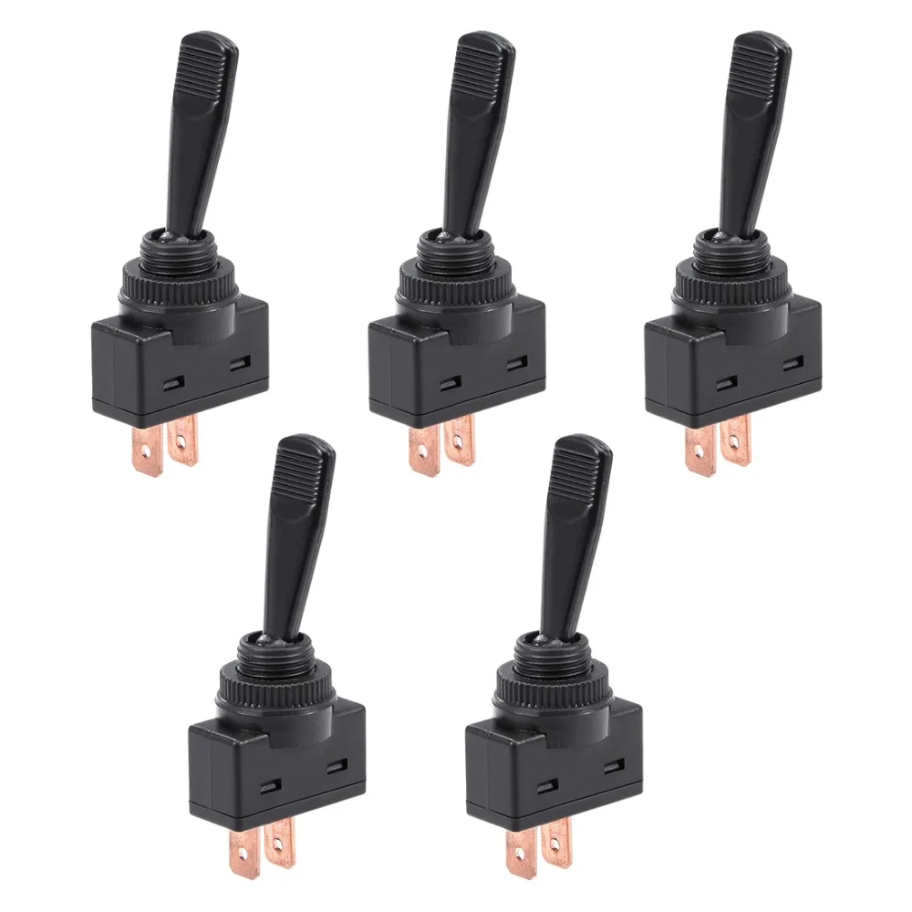 

UXCELL 5Pcs SPST Latching Rocker Toggle Switches 20A 12V 2/3P ON-OFF Flat Rod Black or Red LED Light Switch Accessories Supplies
