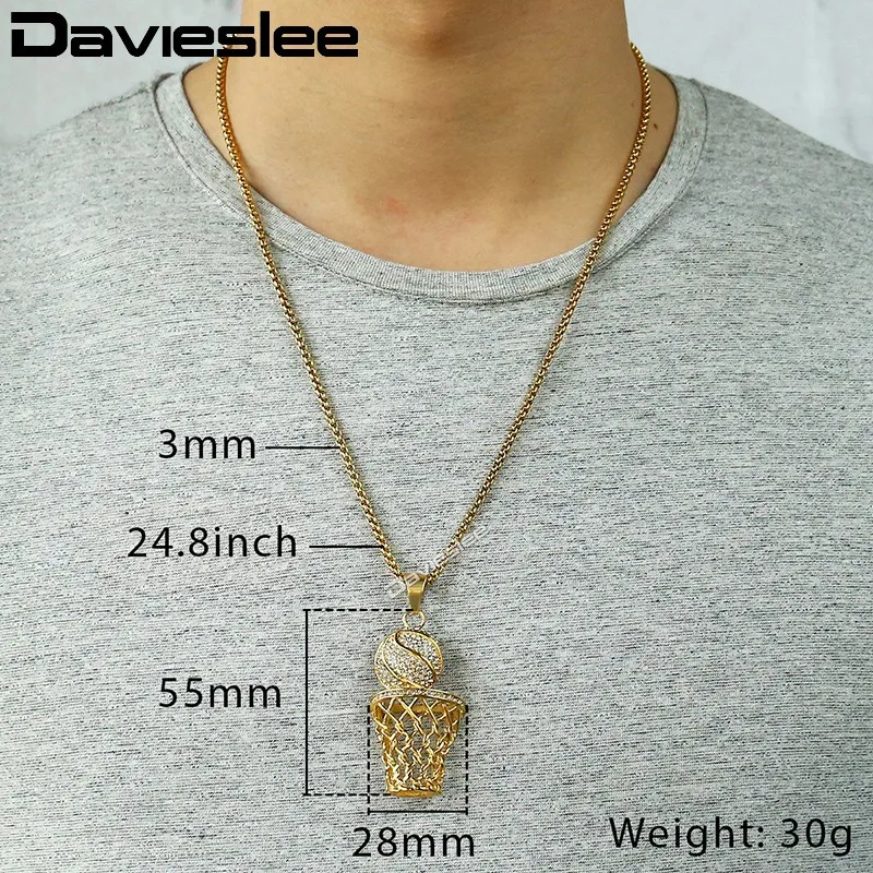 Кулон daviesстlee разы в виде баскетбола мужское ожерелье коробка звеньевая цепь из