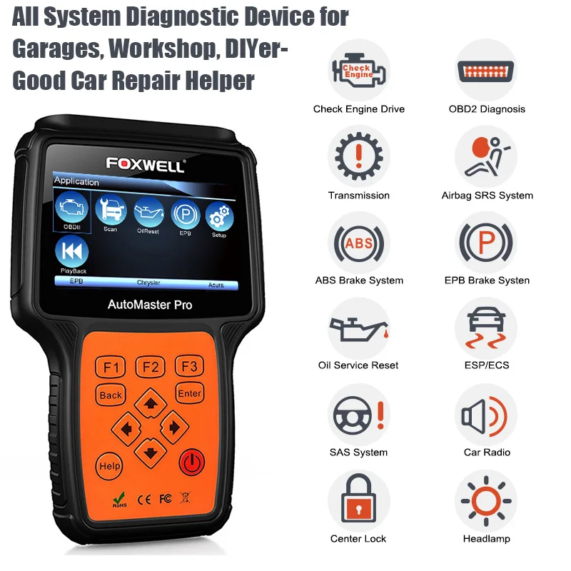 FOXWELL NT624 PRO полный Системы OBD2 инструмент диагностики автомобиль ABS подушка