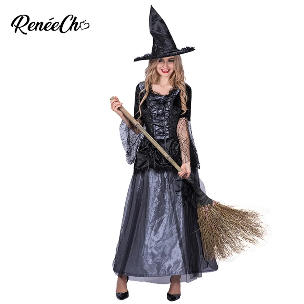 

Halloween Costume For Women Adult Renaissance Spider Cosplay Long Black Vampire Dress 2018 Fantasia Rich Lady Witch Costume
