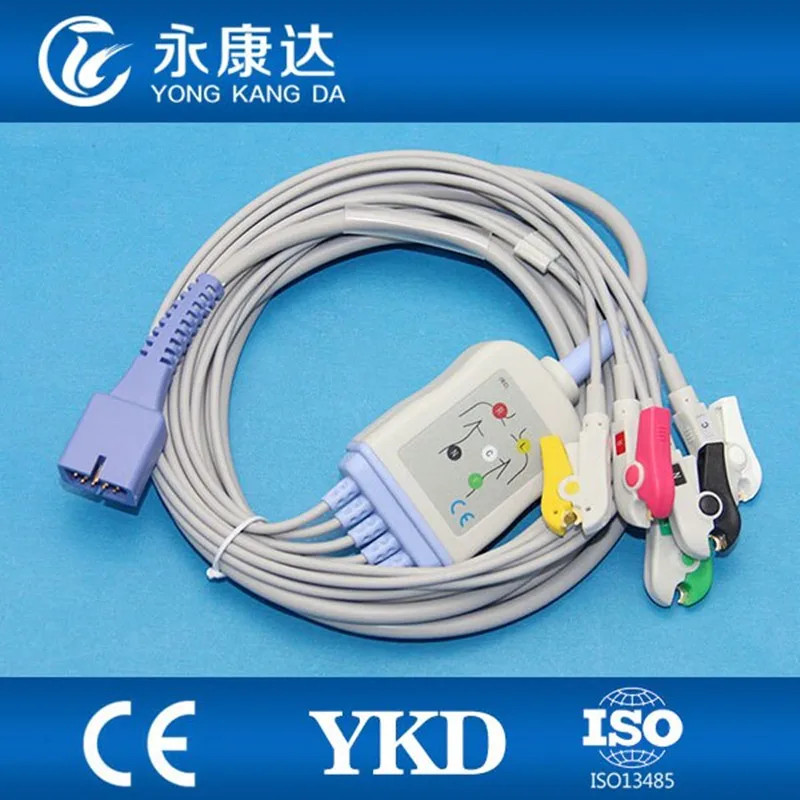 

5pcs/Lot Free Shipping MEK 5 Leads ECG Cable 9Pin Clip IEC