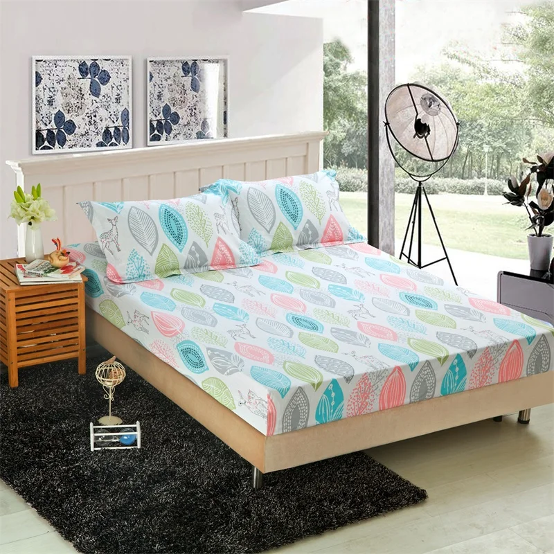 100% Cotton Solid Fitted Sheet With Elastic Band Bed Sheets Adult Mattress Cover Size | Дом и сад