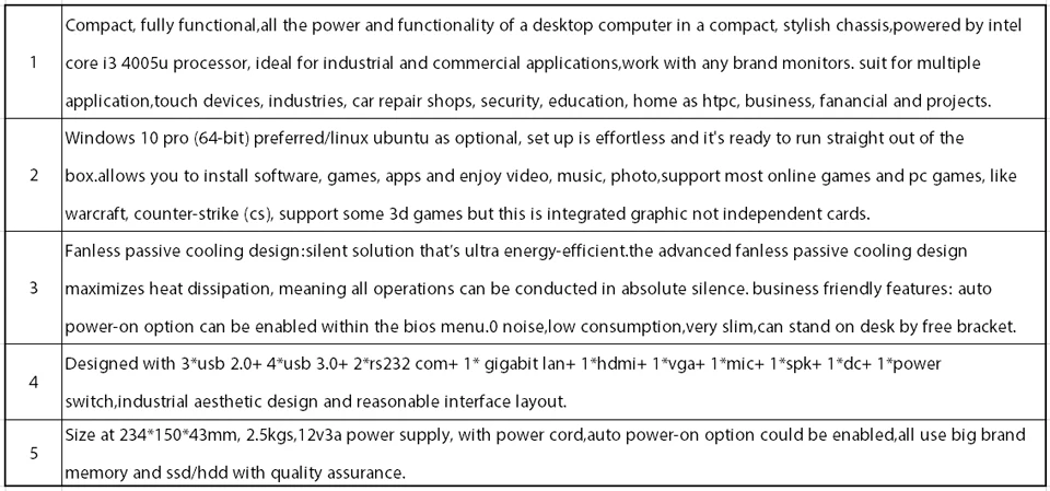 Безвентиляторный промышленный ПК, мини компьютер, Windows 10, Intel Core I3 4005U, [HUNSN MA04I],(двойной WiFi/VGA/HD/3USB2. 0/4USB3. 0/LAN/2COM
