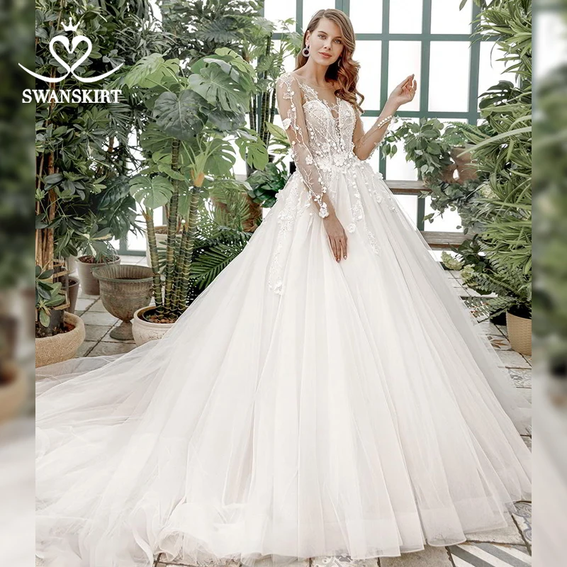 Свадебные платья Swanskirt романтические Vestido de novia 2020 бальное платье с аппликацией из