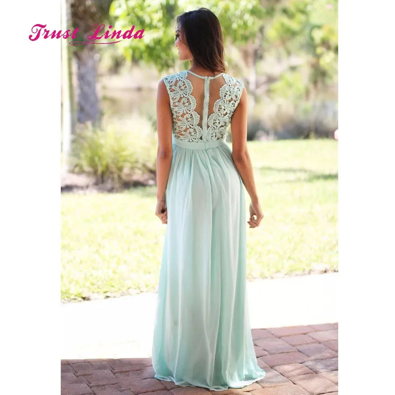 Платья для гостей свадьбы 2018 длинное шифоновое платье в пол с круглым вырезом