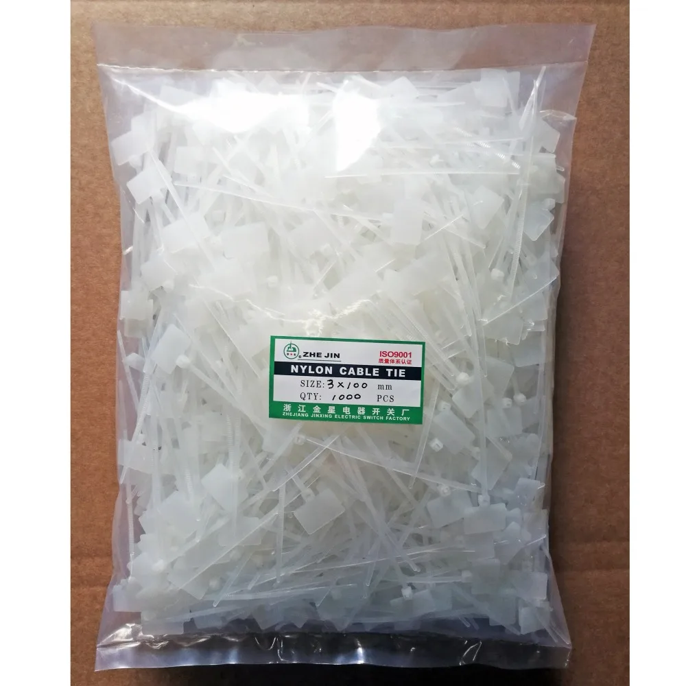 ZHEJIN (1000 шт) 4 ''маркер флаг кабельные стяжки 18lbs минимальная прочность на