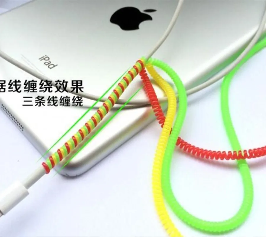 Hoqueen 10 шт./лот 60 СМ Цветной однотонный тпу спиральный USB кабель для зарядки