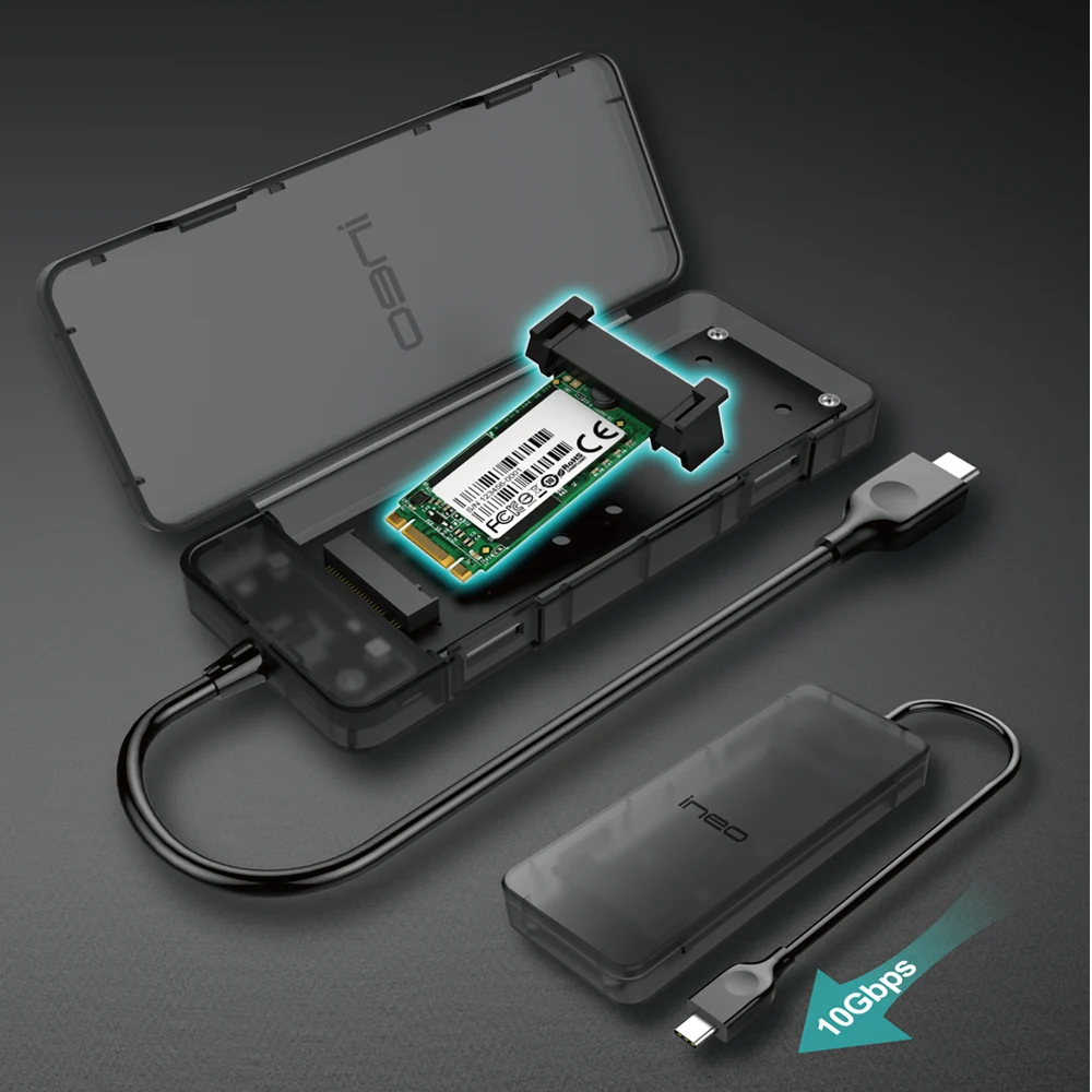 Ineo M.2 NGFF чехол для SSD без инструментов корпус для USB C 3,1 Gen 2 type-C to M.2 SATA AHCI NGFF SSD Caddy [C2575 NGFF]