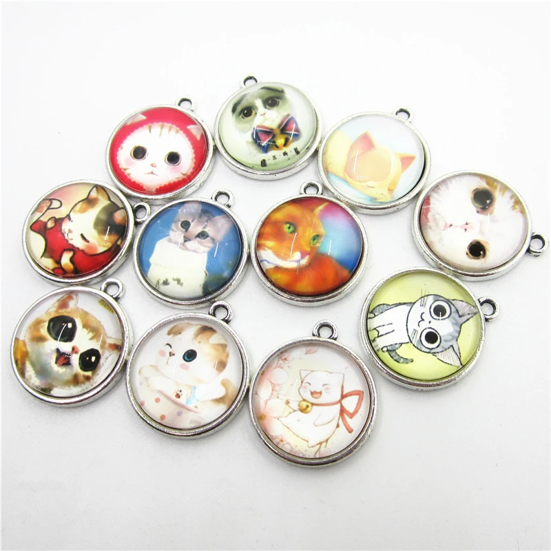 

10 шт./лот Новинка 2018, смешанные Подвески в виде кошки для домашних животных, подвески «сделай сам», браслет и браслеты, ожерелье, подвески, юв...