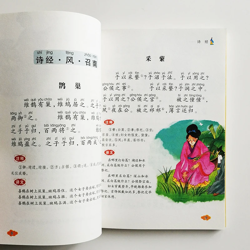Классика стихов (Shijing) книга для чтения китайских учеников начальной школы