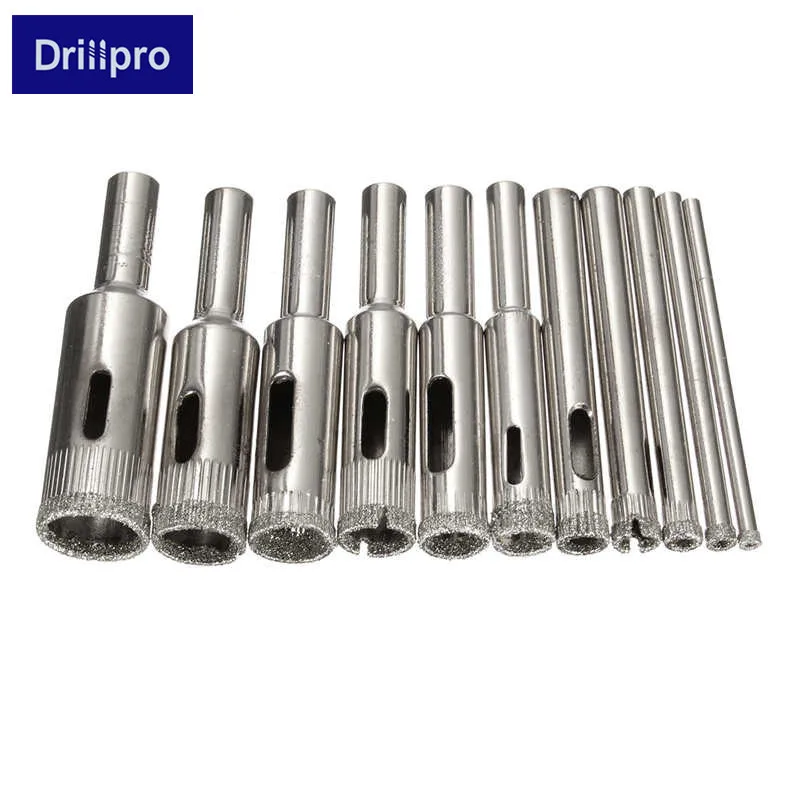 Набор сверл Drillpro комплект из 11 насадок 3 14 мм с алмазным покрытием для мраморного