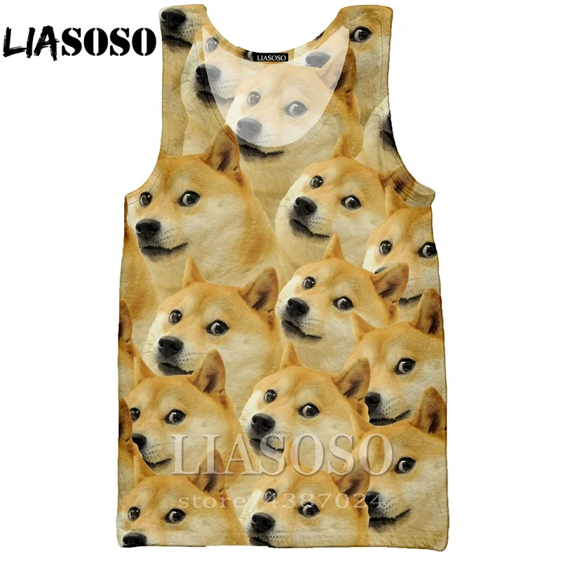 LIASOSO для мужчин и женщин 3d принт DJ Homme футболка cool doge хип-хоп топы животные Собаки