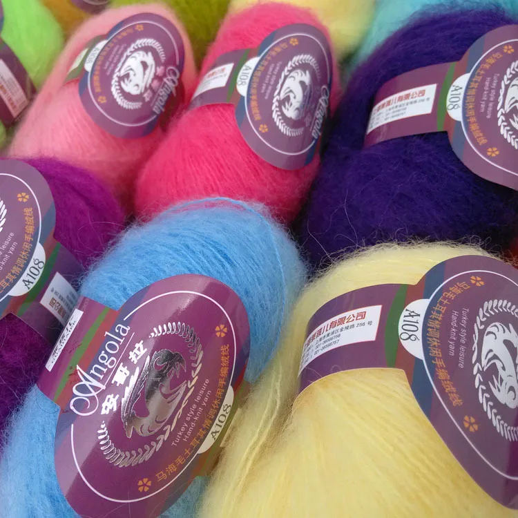 

mylb 1ball=25g Angola Woolen Mohair Jacquard Wool Knitting Yarn Plush Fine Wool Crochet Yarn Plump Delicate Smooth Yarn