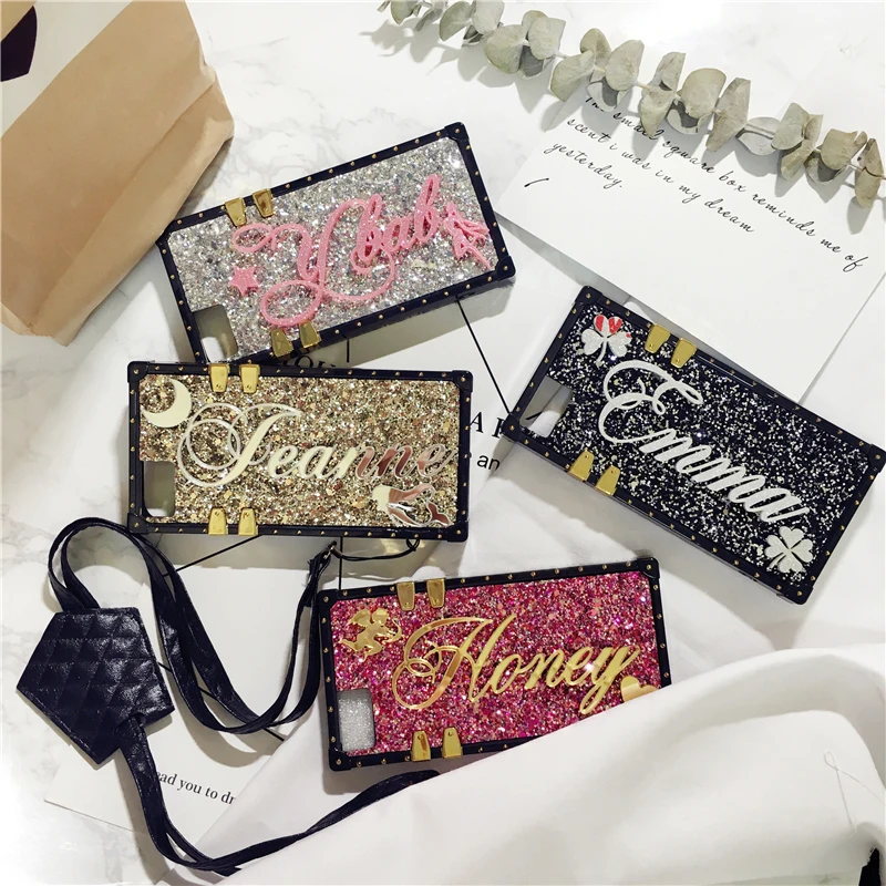 custom name letter square case for iphone 12 13 pro 11 7 8 plus x max xr samsung galaxy s21 fe s20 ultra s8 s9 s10 note 20 10 9 free global shipping