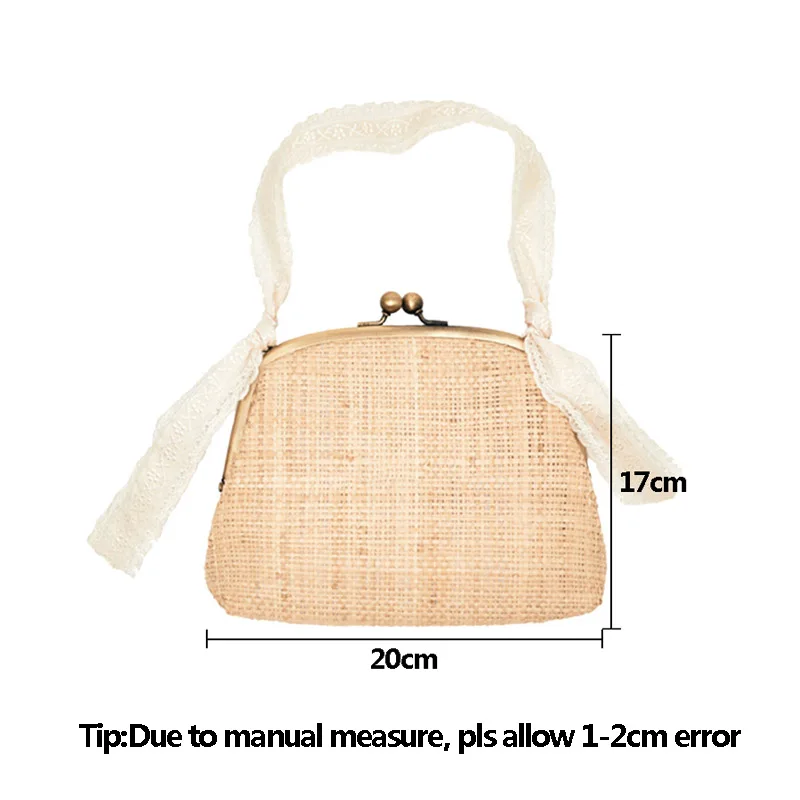 

Women Holiday Handbag Hot Casual INS Popular Female Straw Bags Mini Ladies Lace Handle Shoulder Bag Handmade Knit Bolsa SS3169