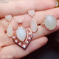kjjeaxcmy fine jewelry 925 sterling silver inlaid natural hetian jade gemstone female necklace pendant ring earrings set suppor