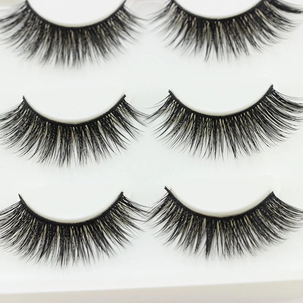 3 Pairs Makeup 3D Natural Soft Handmade Thick Long Cross False Fake Eyelashes | Красота и здоровье