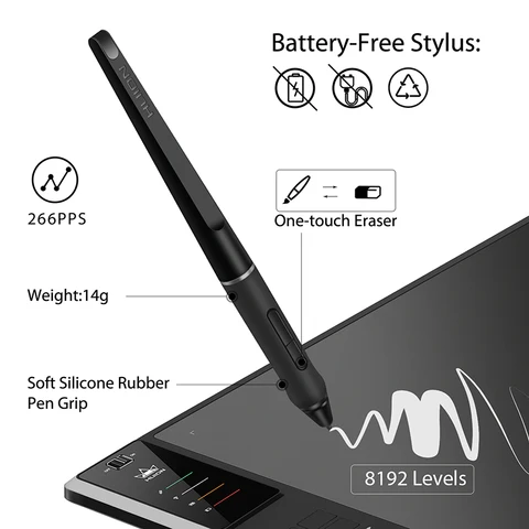 Графический планшет HUION Inspiroy WH1409 V2