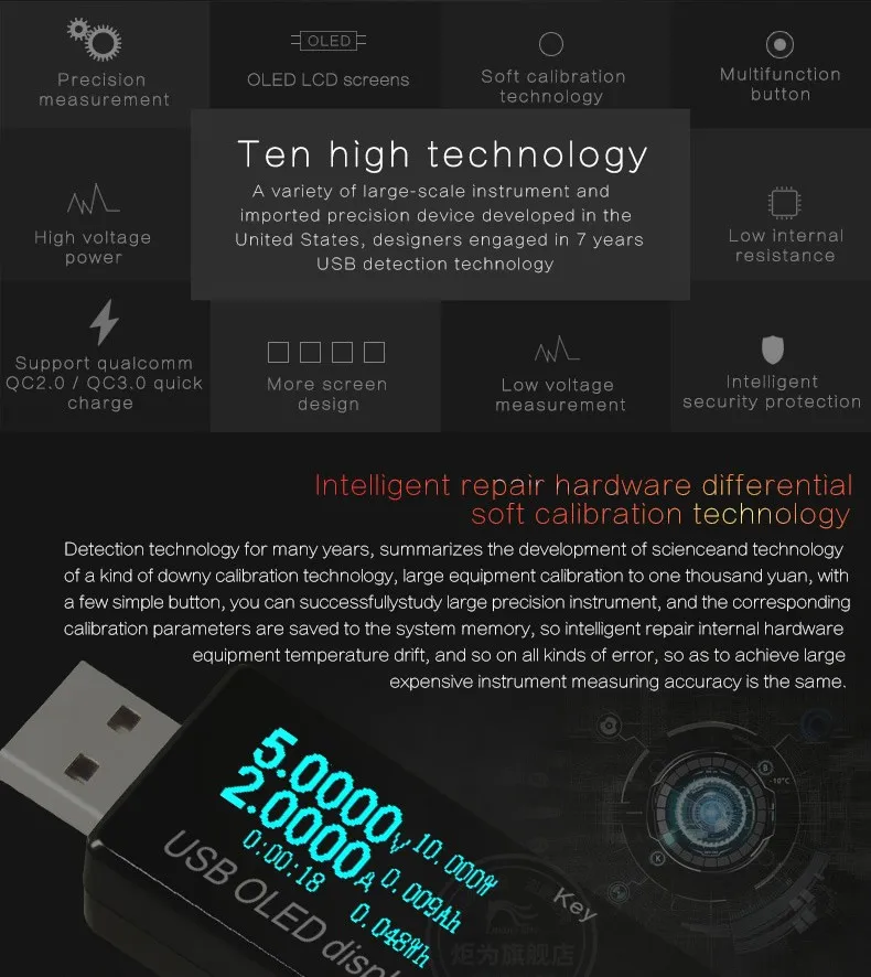 USB тестер постоянного тока OLED 128x64 вольтметр измеритель напряжения тока power Bank емкость батареи монитор телефон зарядное устройство детектор+ USB нагрузка