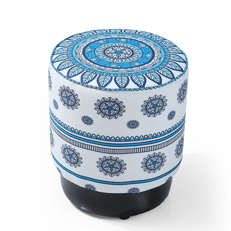 

Nicea Puff Pouffe Ottoman Printed Fabric Newsstand Stool High Quality Plastic cast feet Puff iznik