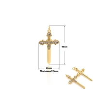hip hop cubic zirconia small cross long pendant ladies gold gold for bracelet necklace jewelry making supplies