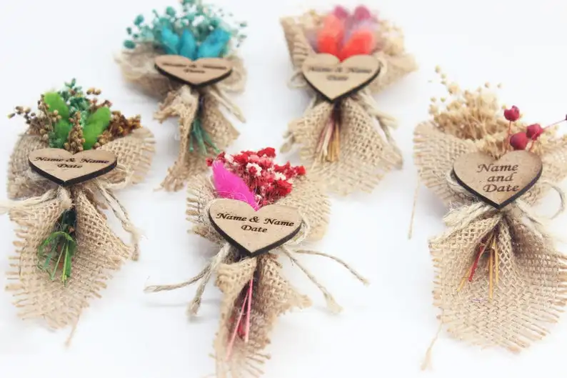 

25 Pcs Personalized Wedding Favors for Guests , Flower Favors, Mini Dried Flower Gift, Bridesmaid Favor , Wedding Favor Magnet ,