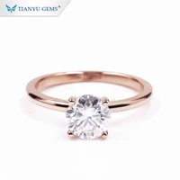 tianyu gems 7mm solitaire diamond 18k rose gold ring 14k moissanite 1 25ct heart and arrows cut women wedding bridal rings gifts