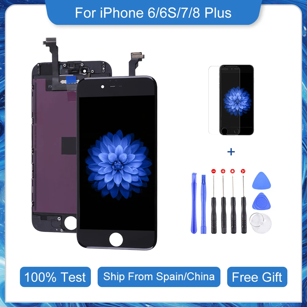 Elekworld-Pantalla LCD de recambio para m&oacute;vil, kit de ensamblaje para iPhone 6, 6S, 7, 8 Plus, probado al 100 %, con regalo-0