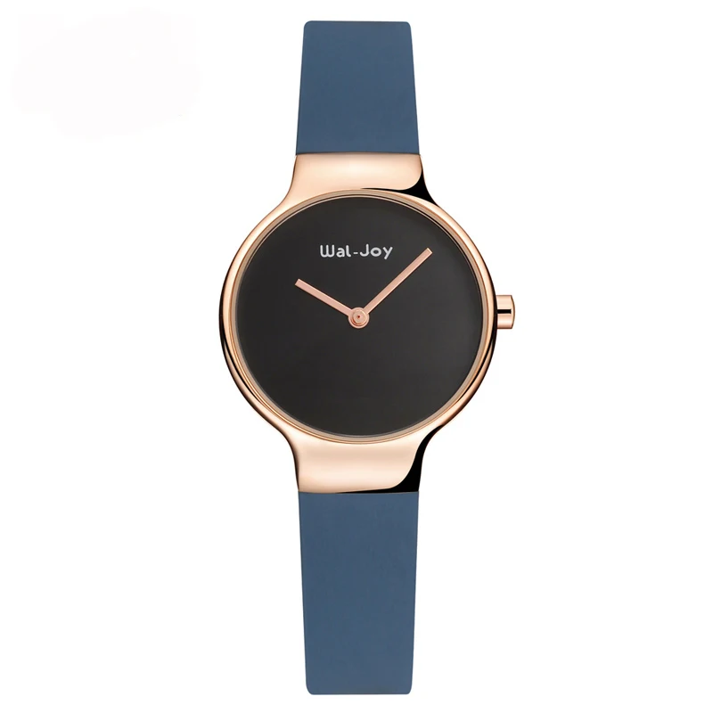 Blue Black WJ-9008 Wal-Joy, изысканные минималистичные кварцевые наручные часы, силиконовый ремешок, часы для женщин, повседневный простой браслет, наручные часы, платье - Цвет: Blue Black