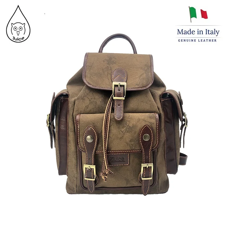 Сделано в Италии натуральная кожа холщовая и верхняя мужской рюкзак