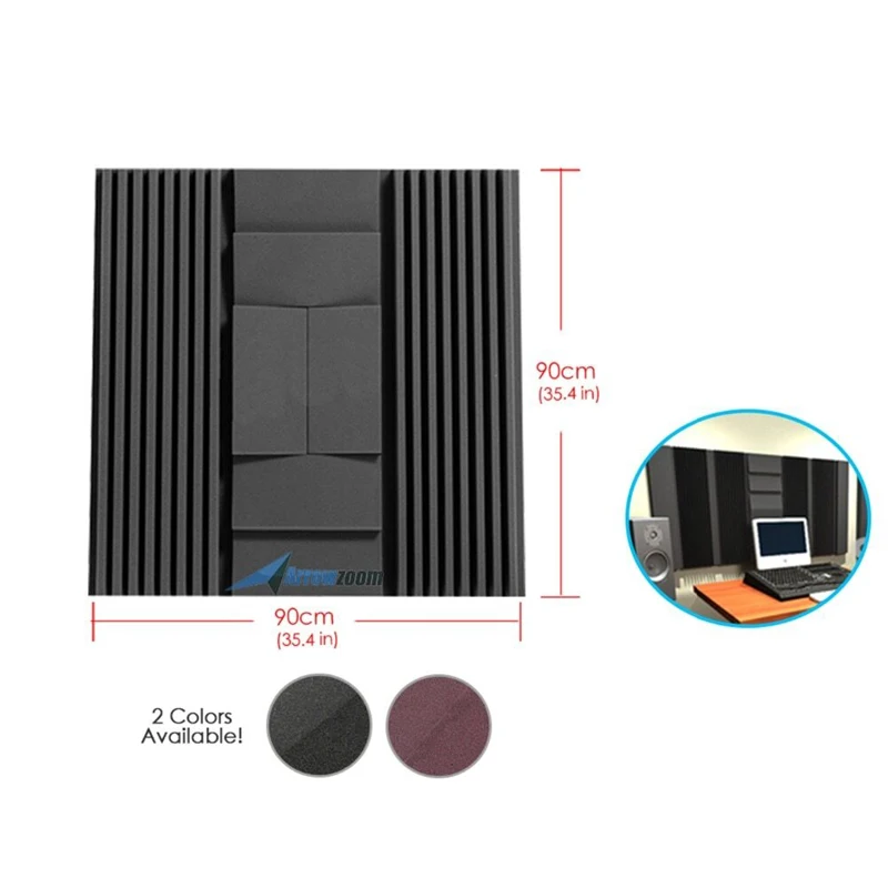 Arrowzoom 8 шт. 35," X 35,4" X 2," Звукопоглощающая Панель Звукопоглощающая акустическая обработка пены
