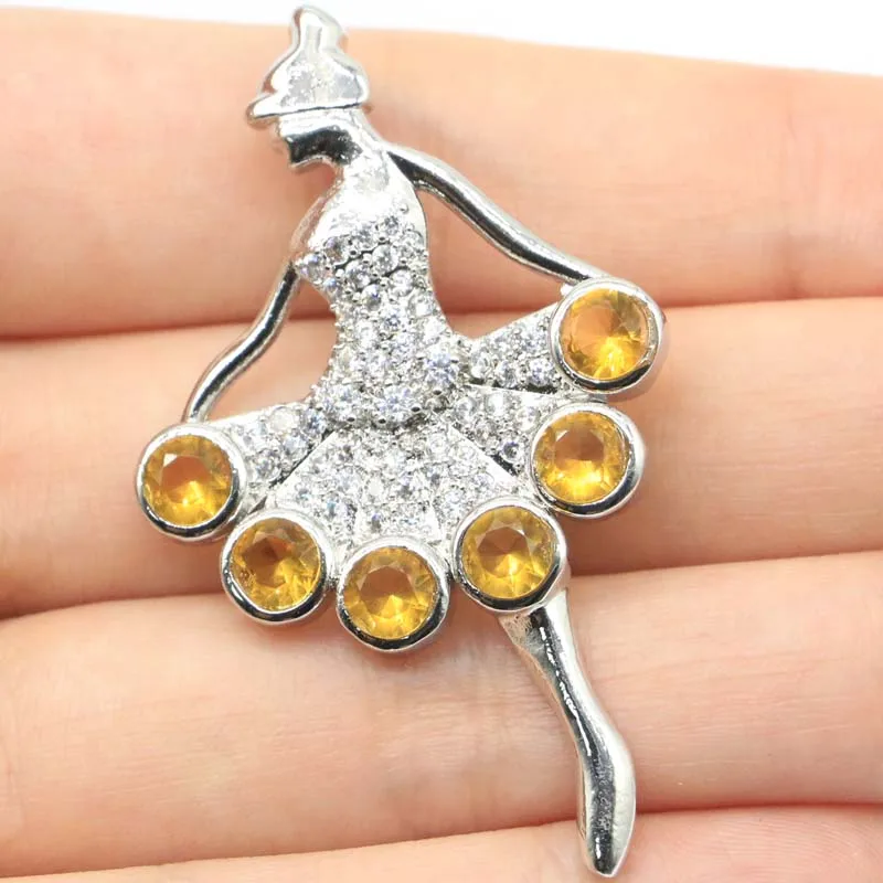 52x31mm Юбилей для танцев девочек с проектом золотые цитрин белыми камнями Дамская