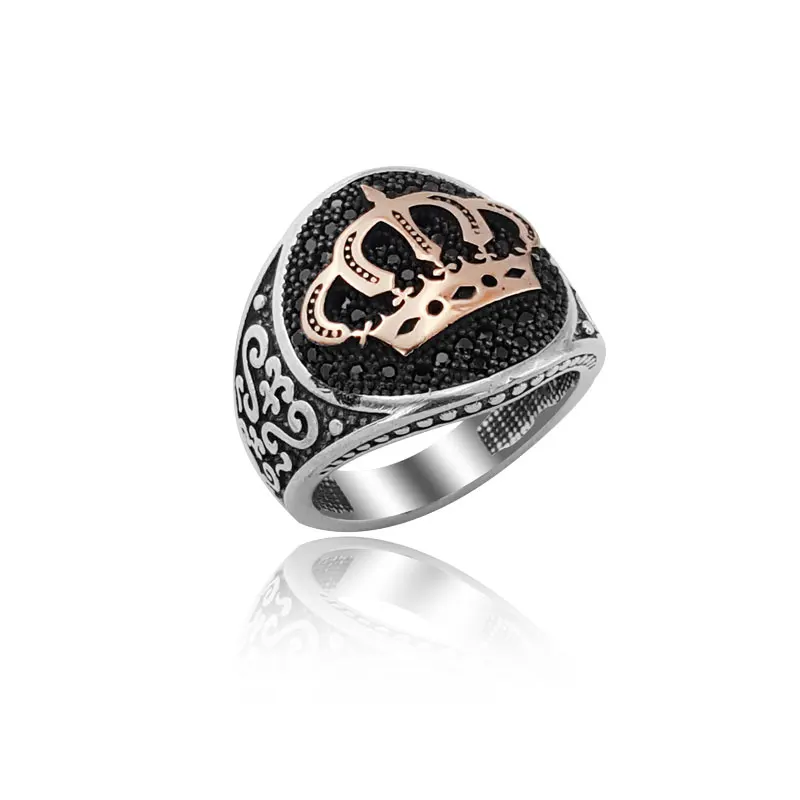 925 Silver Crown Ring for Men English Men Rings