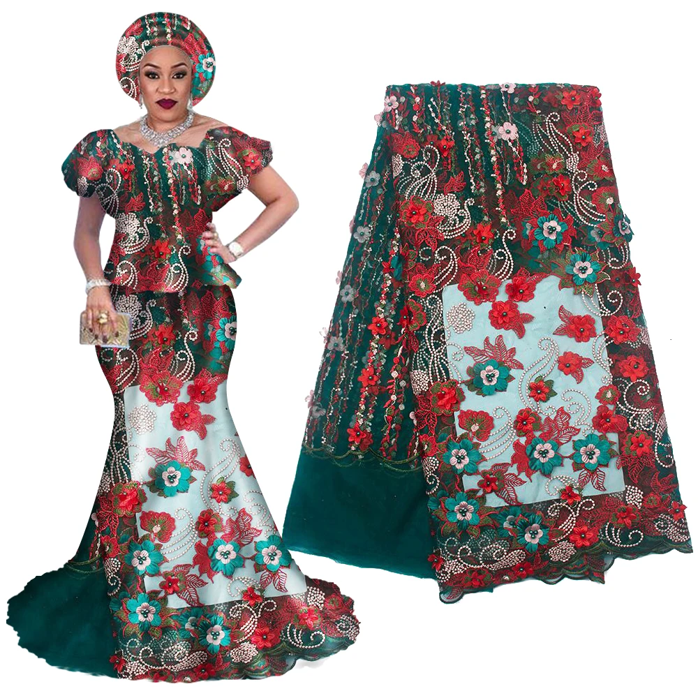 3D французские кружева 2019 Высококачественная нигерийская кружевная ткань с