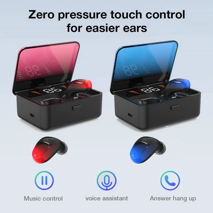 50 шт., комплект ES01, TWS, Bluetooth наушники V5.0, сенсорные беспроводные наушники, 9D, стерео, Спортивная, водонепроницаемая гарнитура
