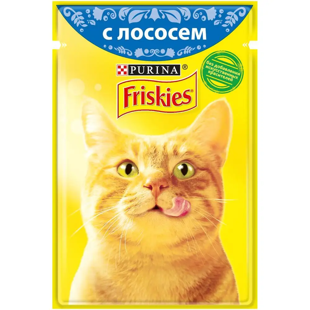 Влажный корм Friskies® для взрослых кошек с лососем в подливе Пауч 85 г*24 шт | Дом и сад