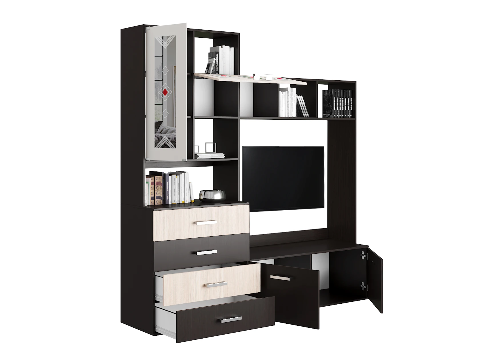 Современная стенка в гостиную под телевизор Бела |