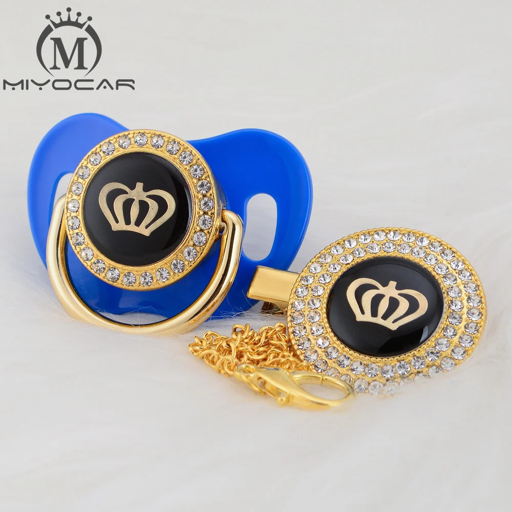 MIYOCAR, золотые, серебряные, блестящие стразы, корона, красивая, шикарная соска и соска, клипса, BPA бесплатно, пустышка, блестящая, уникальный дизайн, GCR2
