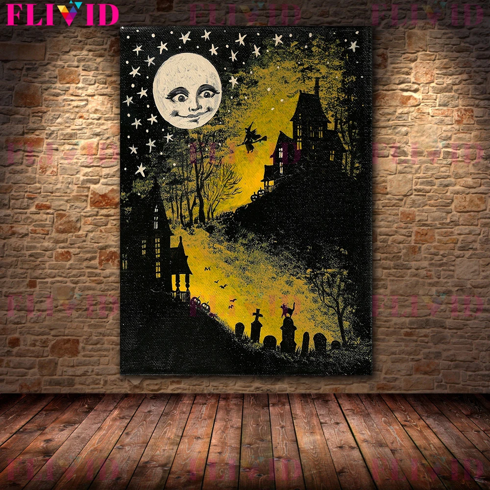 

Настенная картина Ведьма Лес Черный Кот