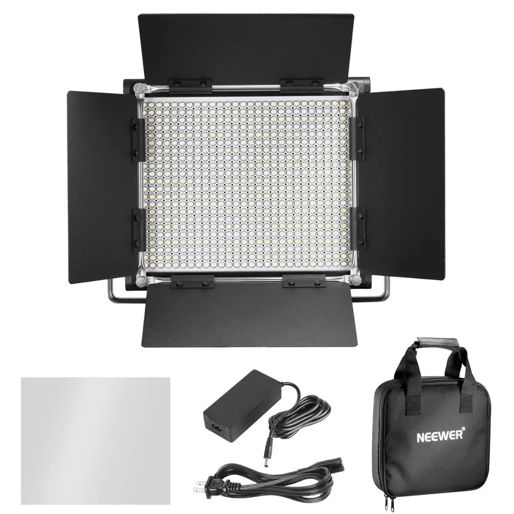 Neewer 2 Pieces Bi-color 660 LED Video Light and Stand Kit Includes:(2)3200-5600K CRI 96+ Dimmable with U Bracket Barndoor | Электроника