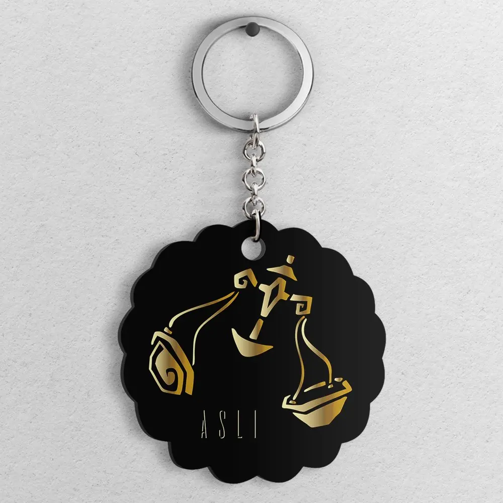 Personalized Libra Zodiac Design Wood Keychain-Model 4 | Дом и сад