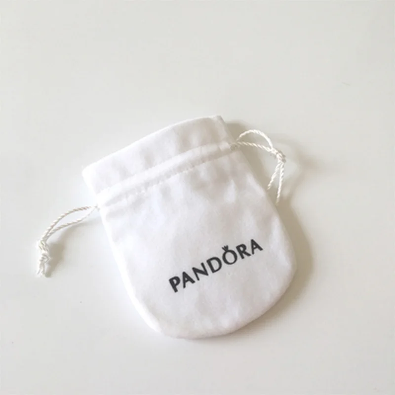 

PANDORA Silver Hooped Stud Earrings Letter Prineted with bag