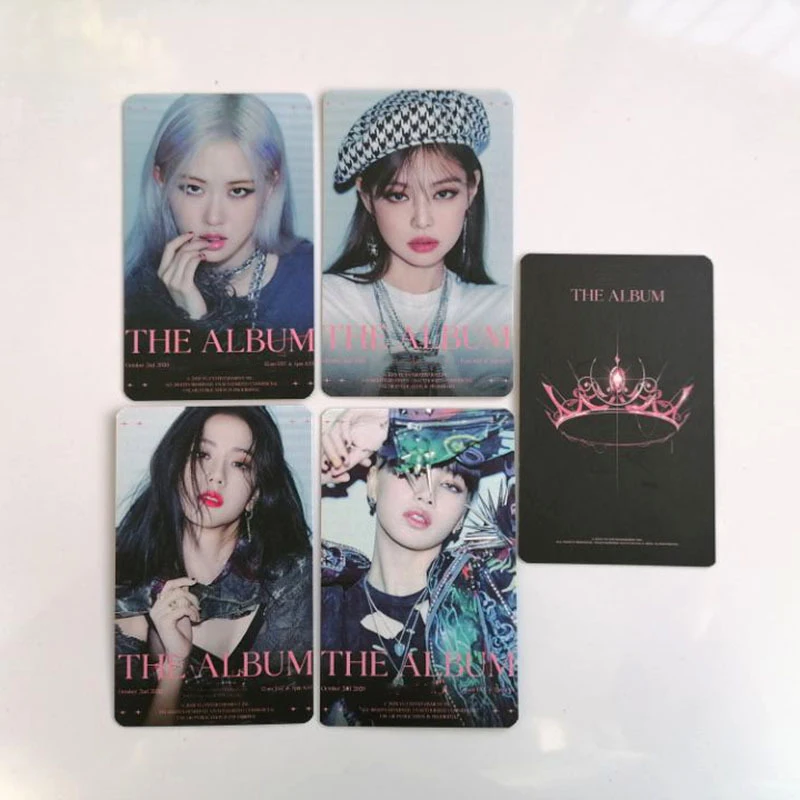 

KPOP Korean BP 4pcs/set The Album LOMO Cards PhotoCards Double Sides Crown Back JISOO LISA ROSE JENNIE Gift for fans