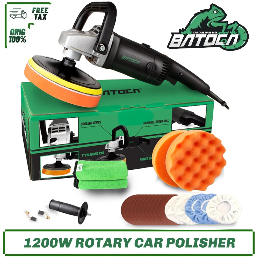 BATOCA 1200W Rotary Car Polisher 7Inch RO Electric Car Polishing Machine Buffing Tools Buffer Waxer Adjustable Speed Sander